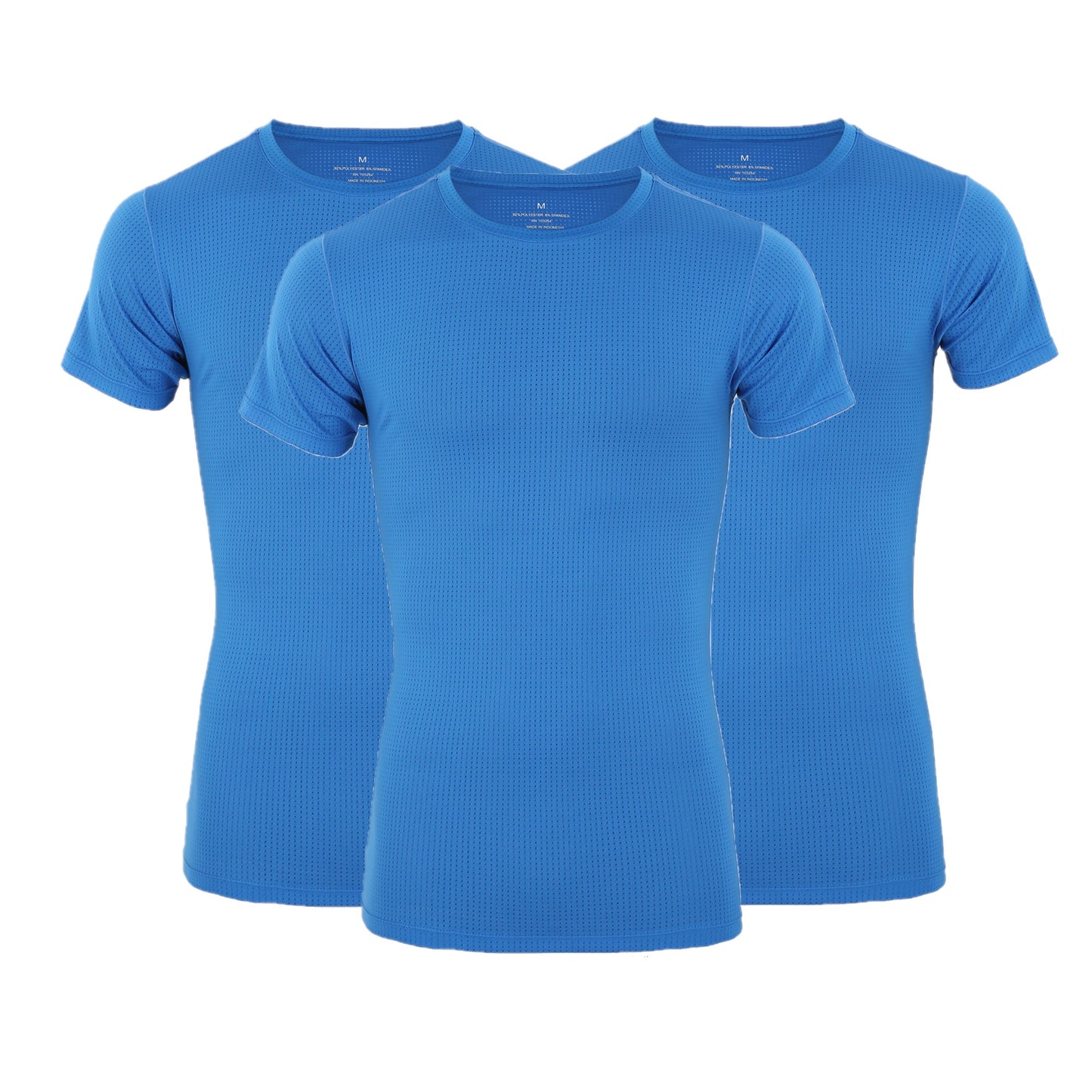Men's Workout Short Sleeve Dry Fit Top L. Blue 3 Set