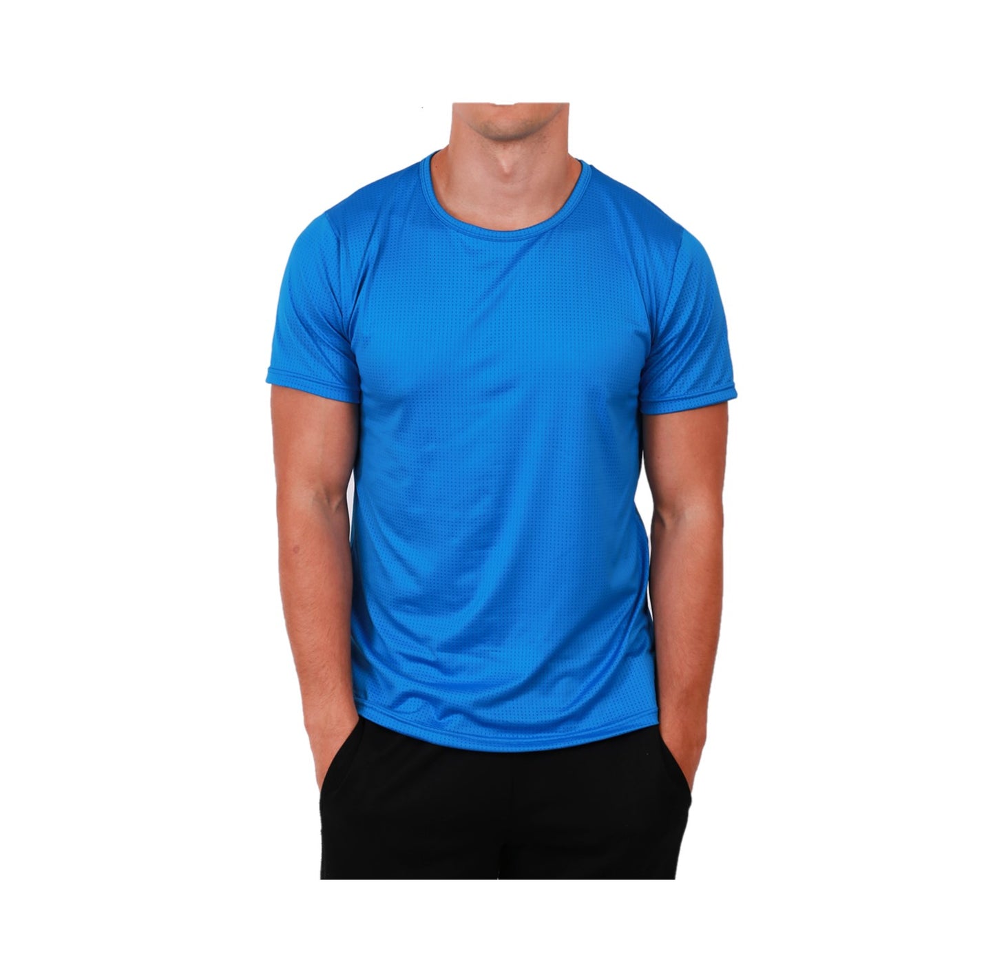 Men\'sWorkout Short Sleeve Dry TNO Fit Apparels – Top L.Blue